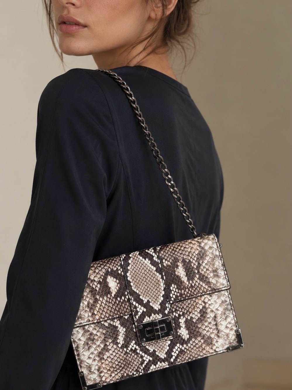 THE KOOPLES Emily Python Embossed Calf Leather Pouch Bag NWT MSRP $300